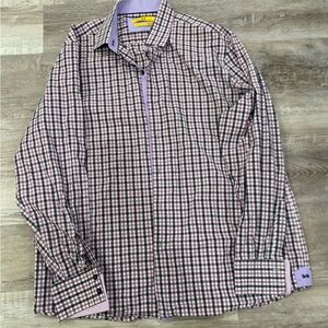 Milano Men's Checkered Shirt - Purple and Black